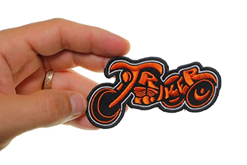 Patch, Embroidered Patch (Iron-On Or Sew-On), Triker Motorcycle Patch Harley Orange On Black, 4" X 2" #TOP1