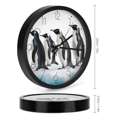Horloge murale numérique pingouins ronde silencieuse à piles