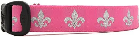 3 Dirty Dawgz Adjustable 1" Mardi Gras New Orleans NOLA Fleur De Lis Dog Collars for Medium Large and X-Large Dogs (Large 17"- 27" Neck,…