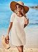 BreathSunny Womens Crochet Swimsuit Beach Cover Up 2026 Bathing Suit Swim Bikini Coverups Short Sleeve Mesh Knit Swimwear Pool Coverup Mini Dress Cream White L