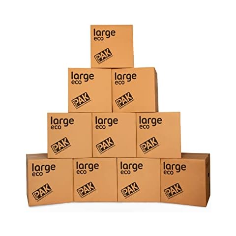 StorePAK Eco Storage Archive Moving Boxes with Handles - (Pack of 10) - 64 Litres - 100% Recyclable - H 40.5 x W 40.5 x D 40.5cm - LARGE Cover