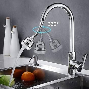 Image of 360 Degree Rotating Water-Saving Sprinkler, Faucet Aerator for Easy Clean Sink Water Saving Extension Jet Stream Spray Setting Faucet Splash-Proof Filter Extender Sprayer, Bathroom (6 Inch)
