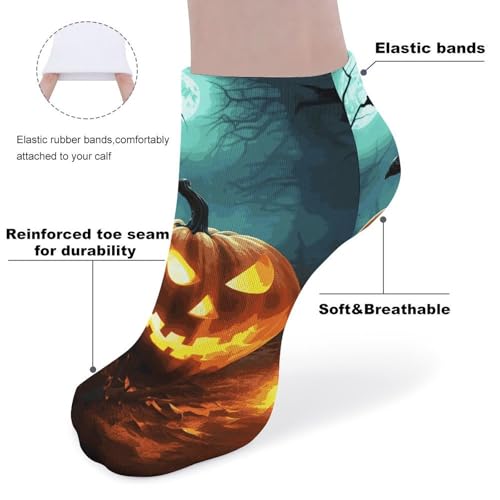 5 Pairs of Cotton Ankle Socks for Women Men Happy Halloween Pumpkins Low Cut Socks for Running Hiking No Show Athletic Sock3