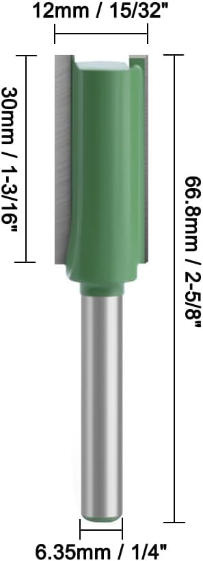 TopHomer Straight Router Bit, Tungsten Steel Alloy, 1/4“ Shank, Cut Dia 15/32", Double Flute Straight Bit Trimming Cutter Woodworking Milling Tools