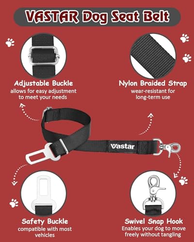 Vastar 2 Packs Adjustable Pet Dog Cat Car Seat Belt Safety Leash Vehicle Seatbelt Harness