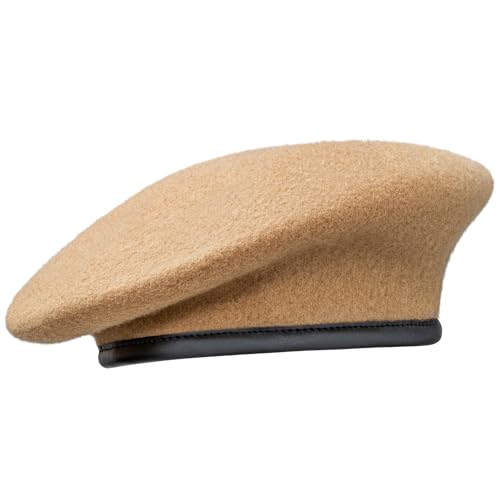 Gajaous Bérets Militaires Britanniques avec Bandeau en Cuir, béret en Laine de l'armée réglable pour Hommes et Femmes
