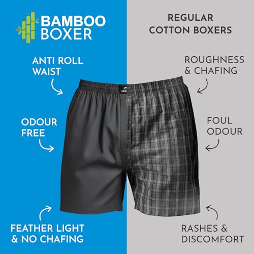 Image of HEELIUM Bamboo Boxers for Men | Odour Free & Breathable Boxer Shorts | 3X Softer Than Cotton | Comfortable & Durable Waistband | Relaxed Fit with Dual Pockets