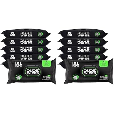 DUDE Wipes Herbal Relief Flushable Wipes - Extra-Large Adult Wet-Wipes - Infused with Soothing Witch Hazel, Geranium Essential Oils, Vitamin E, and Aloe - Septic and Sewer Safe 48 Count (Pack of 12)