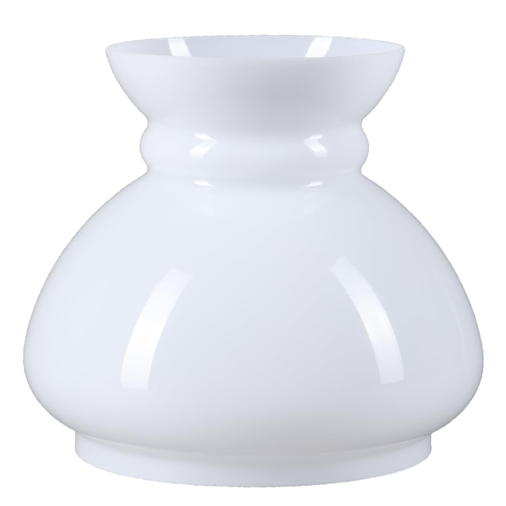 Lampada in vetro a petrolio con inserto ad anello, bianco vetro opale lucido, diametro 145 mm
