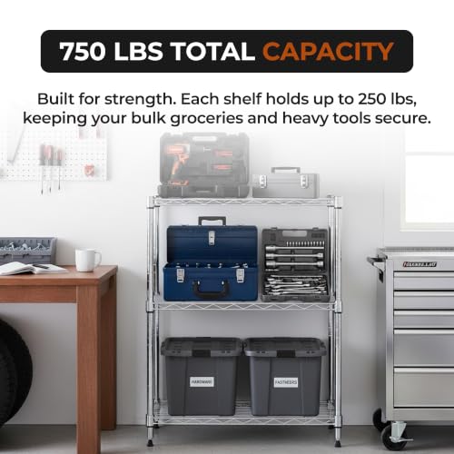 Brutis 3-Tier Metal Shelf, 250 lb/Shelf, NSF, Chrome, 14x24x30 in by Brutis - Used condition - Image 8