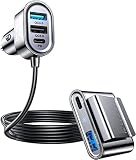 72W Zigarettenanzünder USB C, JOYROOM 5-Port PD3.0 & QC3.0 Schnell [Große Familie] Auto Kfz Ladegerät Adapter mit 1.5M Verlängerungskabel für Rücksitz, für iPhone 14,13, Samsung S22, S21, usw.