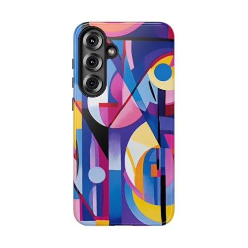 Coque Samsung S25 Plus rigide bleu à motif géométrique brillant antichoc