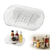 Drehteller Kühlschrank, Kühlschrank Organizer Drehteller 360° Drehbar Rechteckig Lazy Susan Küchenorganizer Drehtablett für Kühlschrank Küche Gewürz Organizer 40x28cm