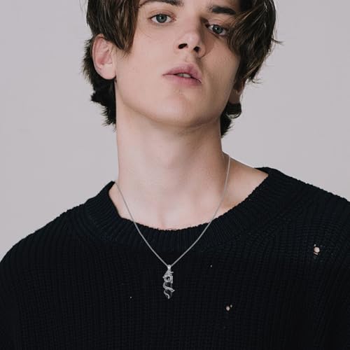 Dragon/Lion/Bear/Wolf Necklace Men 925 Sterling Silver Obsidian/Tiger Eye Necklace Viking Animal Jewelry Gift for Men Women3