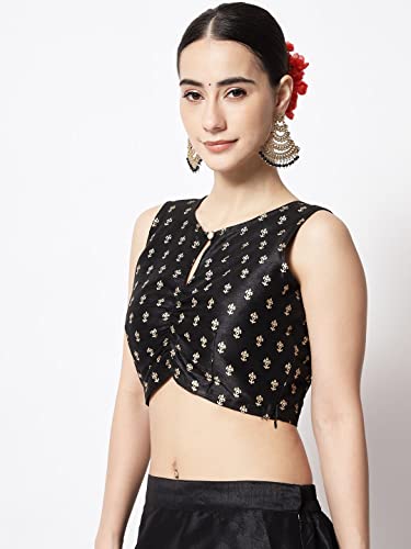 Image of studio rasa Women's Dupion Hand Block Printed Readymade Top for Festive Wedding Party