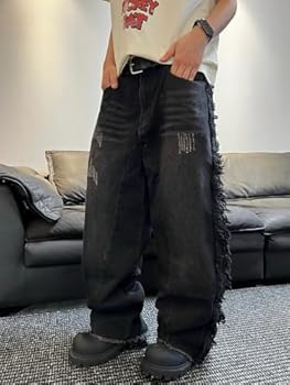 Zewool Heren Hip Hop Baggy Jeans, Streetwear Jeans Skater Wijde Pijpen, Losse Fit Denim Broek, H10 grijs, XL Zewool Heren Hip Hop Baggy Jeans, Streetwear Jeans Skater Wijde Pijpen, Losse Fit Denim Broek, H10 grijs, XL