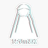 Pack of 4-3 Inch - Sputnik Satellite Russian Soviet Space Glitch Gift Sticker - Vinyl Decal Graphic for Car Window Laptop Phone Truck Wall Bottles Helmet Toolbox Locker Adhesive Design