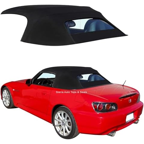 Sierra Auto Tops Convertible Top Replacement for Honda S2000 2002-2009, Twill Vinyl, Black, Heated Glass Window Cover