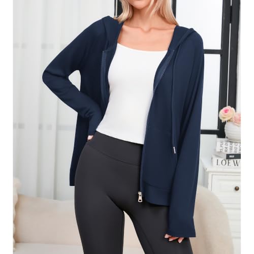 Image of Witsmile Zip Up Hoodie Women Oversized Sweatshirt Long Sleeve 2026 Fall Outfit Lightweight Jackets Workout Clothes