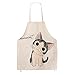 Super Cute Cartoon Cat Print Pattern Apron Burlap Cotton Unisex Bib Apron Chef Kitchen Cooking Baking Aprons for Men or Women (Adults)