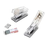 Gerderk Mini Portable Stapler, 1000 Staples, Clear, 20 Sheets, Manual, Minimalist Style