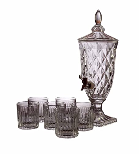 Image of Wringo Premium 7pc Crystal Water Jug with Glass Set and Jug Set Combo,Freezer Safe and Dishwasher Safe (6 Pieces Glasses 200ML and 1 Water Juice Jug 1 Liter), Transparent, Glass and Jug Set (WS-02)