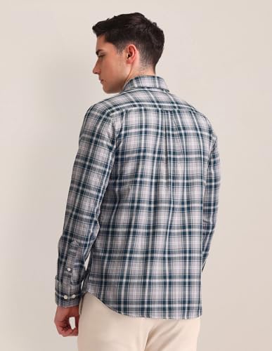 Image of U.S. POLO ASSN. Men's Pure Cotton Regular Fit Grid Tattersall Checked Shirt