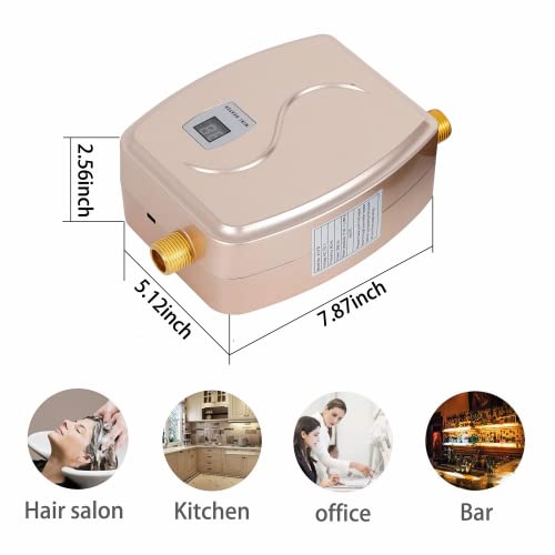 Mini Electric Tankless Water Heater - 110V Small Instant Hot Water Heater,Under Sink Plug In Water Heaters On Demand With Lcd Digital Display For Kitchen Sink Faucet(Gold) #TOP4