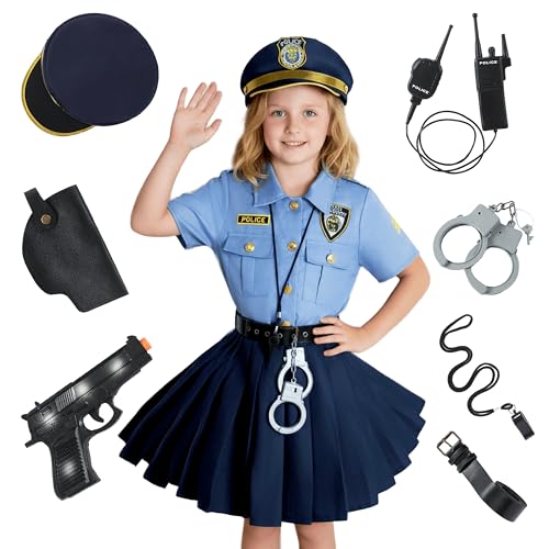Fairycos Polizistin Kostüm Kinder Mädchen Polizei Polizist Polizeikostüm Faschingskostüme Kinderkostüme Karneval 116 122 128 134 140 146 110 152