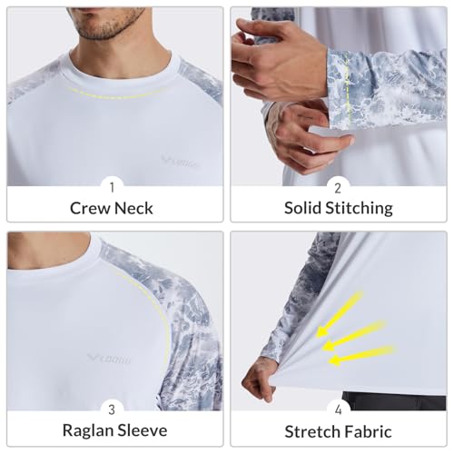 LOOGU Men's UPF 50+ UV Sun Protection SPF Rash Guard Lightweight Long Sleeve Shirts Outdoor for Fishing Hiking Swimming Running - image 5