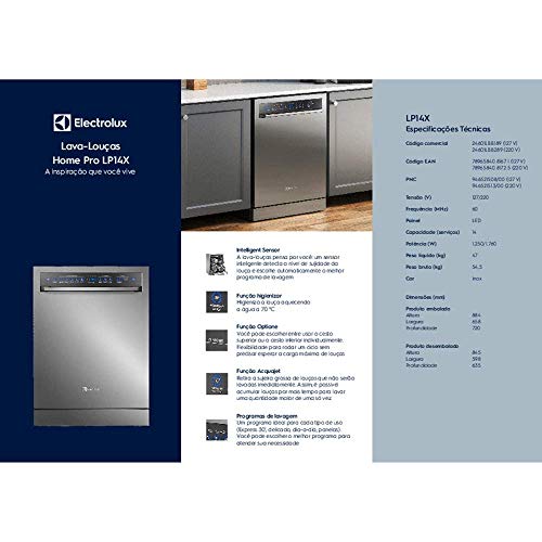 Lava-Louças 14 Serviços Home Pro LP14X Electrolux 220V