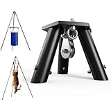 RogueArm Heavy Duty Game Hoist Tripod with Pulley System - 1300 lb Capacity Steel Stand for Manual Lifting, Deer Skinning & Processing