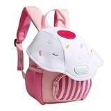 Mochila Infantil PEQUENA Fofa Formato de Cogumelo P/Escola, Creche, Maternal, Passeios, Unissex, 3 a 5 Anos