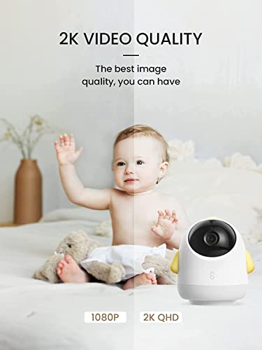 Simshine Smart Baby Monitor Wifi Smartphone Ai Cry Soothing Lullaby, Peace Of Mind Sleep Analysis Breathing Temp Humidity, 2K Uhd Split Screen Video Camera 2-Way Talk Night Vision #TOP1