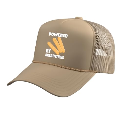 Powered By Breadsticks Baked Bread Garlic Butter Grissini Trucker Hat with Adjustable Mesh Back, Khaki