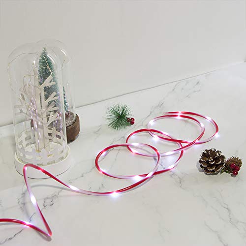 Rope Lights Battery Powered,Zhongxin 16.5Ft Red&White Candy Cane Tube With 67 Cool White Leds Fairy Lights, Waterproof With Timer For Diy Wedding, Party, Garden, Corridor, Christmas Decor-2Pack #TOP2