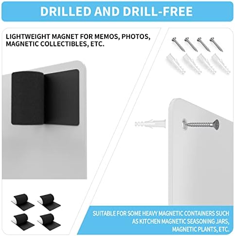 43.5 x 30 cm White Metal Magnetic Board for Wall - Magnet Notice Board to Display Magnetic Letters Numbers Animal, Poetry, Spice Jars, Notes, Photos, Suitable for Cubicle, Cabinet