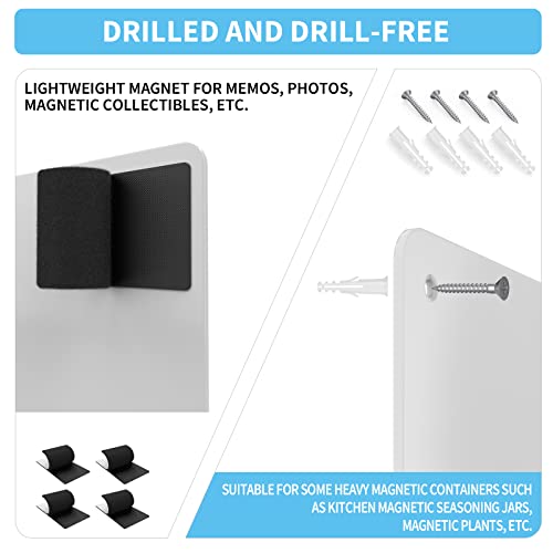 Magnetic Board,17.1" X 11.8" Magnet Display,For Magnets And Bulletin Board,Suitable For Wall, Refrigerator, Compartment, Cabinet Etc,Comes With Dual Lock Tape For Easy Hanging (White) #TOP2