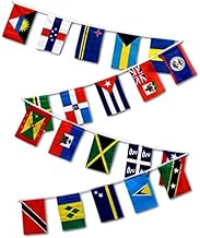 4Less 30ft String Flag Set of 20 Caribbean Country Flags Multicolor