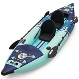Niphean Inflatable Kayak 2 Person, 12'6" Tandem Kayak with 500lb Capacity, 3-Chamber Stable Design, Drop-Stitch Floor, with Fishing Mounts, Camera Base, Kayaks Seats for Lakes, Touring, Fishing