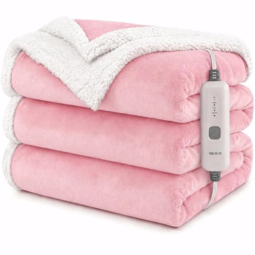 BRILLIO Electric Heated Blanket 50"×60", 4 Heating Levels & 3H Auto-Off