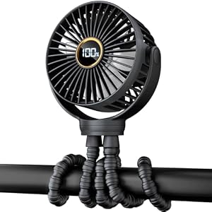 Mini ventilador portátil para cochecito, pequeño ventilador personal recargable, artículos esenciales de viaje para bebé para vagón, asiento de automóvil, cinta de correr, accesorios de equipo de