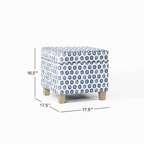 Image of HomePop 18 inch Classic Square Storage Ottoman - Green Medallion Ikat Print