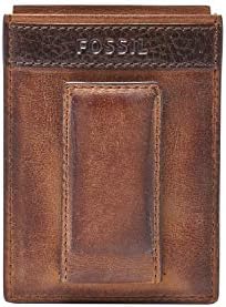 Fossil Men's Quinn Leather Magnetic Card Case with Money Clip Wallet, Brown, (Model: ML3676200)