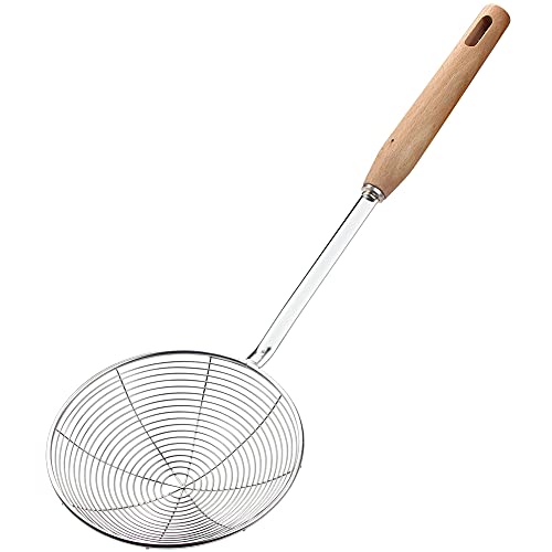 Comparison: Best Utensil For Deep Frying 9 IQCWOOD Spider Strainer Skimmer with Wood Handle - 5.5 Inch Fryer Scoop for Cooking and Frying, Kitchen Utensils Pasta Strainer Spoon
