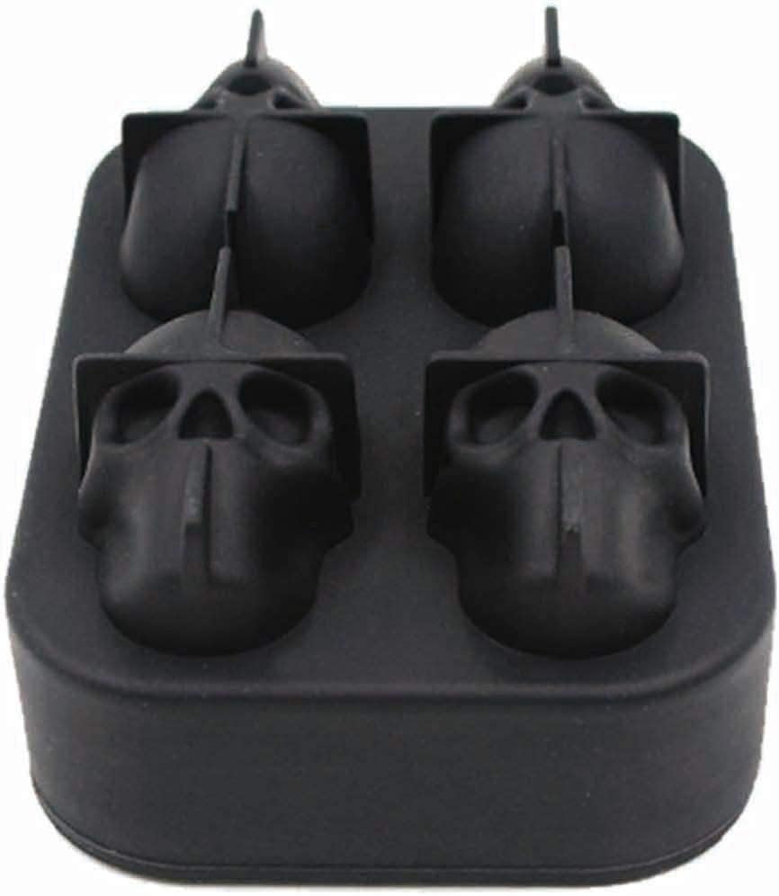 CHIYAN 3D Skull Silicone Ice Cube Mold - 2 Pack 1.9″ Easy Release Flexible Silicone Freezer Tray, Reusable Whiskey Ice Cubes Mold Skull for Party Cocktails Champagne and Drinks Chocolate molds