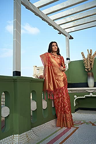 Image of Vardha Women's Art Silk,Silk Saree with Banarasi Weave and Unstitched Matching Blouse Piece | Sari for Women