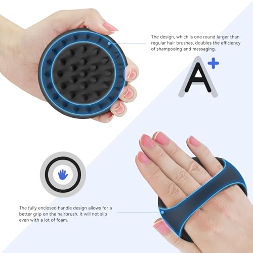 Ithyes 38 Finger vergrößerter Kopfmassage-Bürste, Silikon-Kopfhautmassagebürste, Scalp Massager Shampoo-Bürste, Massagebürste Haare, Hair Massager Scalp for Frauen, Männer, Haustiere,1 Stück (Schwarz)