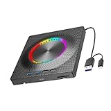 YROHGKPN Externes Disc Leselaufwerk mit USB 3.0 und Typ C Anschluss für schnelle Datenübertragung und Disc Brennen, tragbar für Reisen, Typ C extern