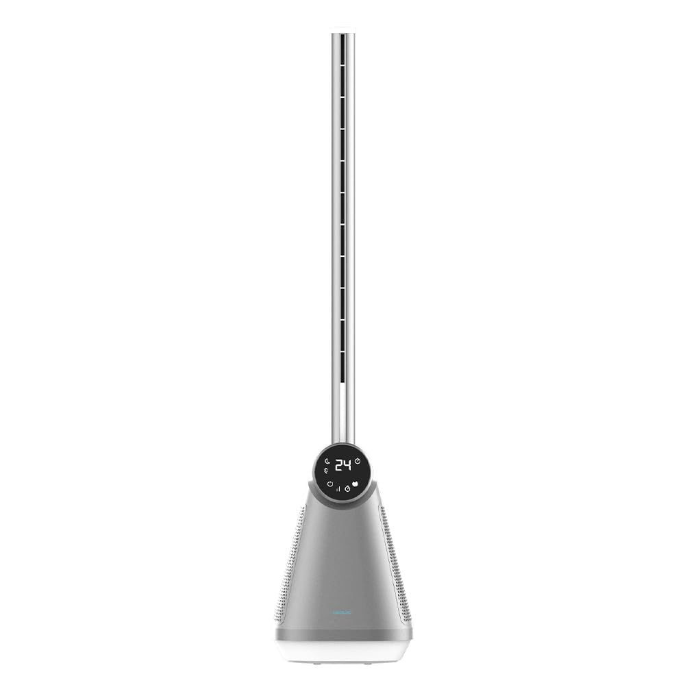 Cecotec Ventilador de torre EnergySilence 9890 Skyline Bladeless Sin Aspas de 39", 50W, Pantalla LED táctil, Mando a distancia, 3 Velocidades, 3 Modos, Temporizador 15 horas, Oscilación 40º
